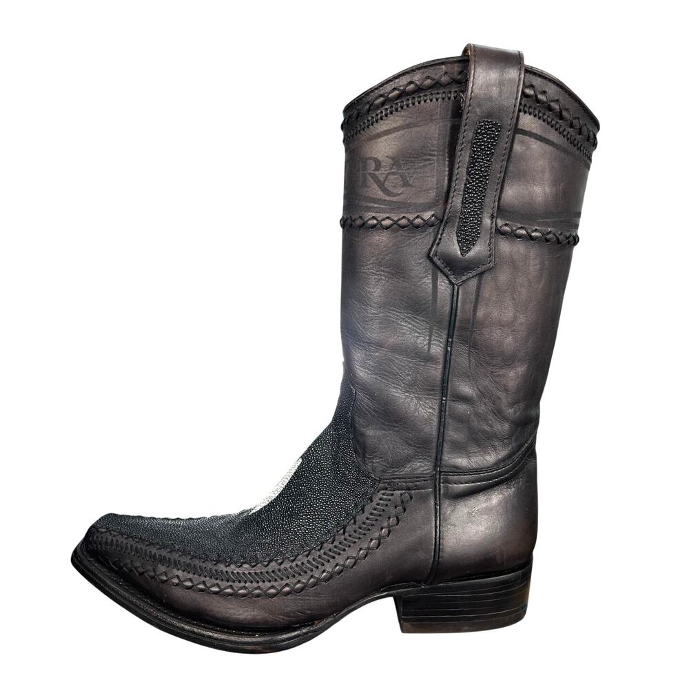 Cuadra Men’s Stingray Black Leather Square Toe Cowboy Boot Size US 10 D - Picture 4 of 11